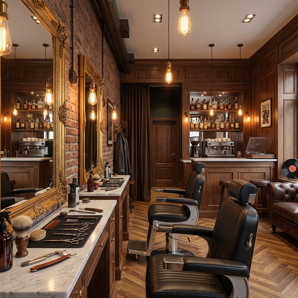 Interior de la barbería premium